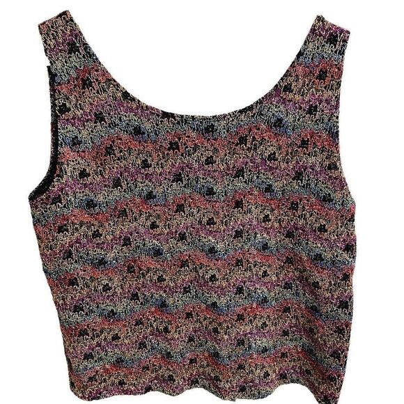 Vtg Chicos Design Tank Womens 1 Knit Floral Flower Motif Scoopneck Eclectic Gran - Picture 2 of 4